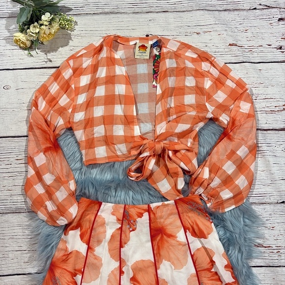 NWT Anthropologie Farm Rio Gingham Contrast Top & Skirt Set - Picture 8 of 12